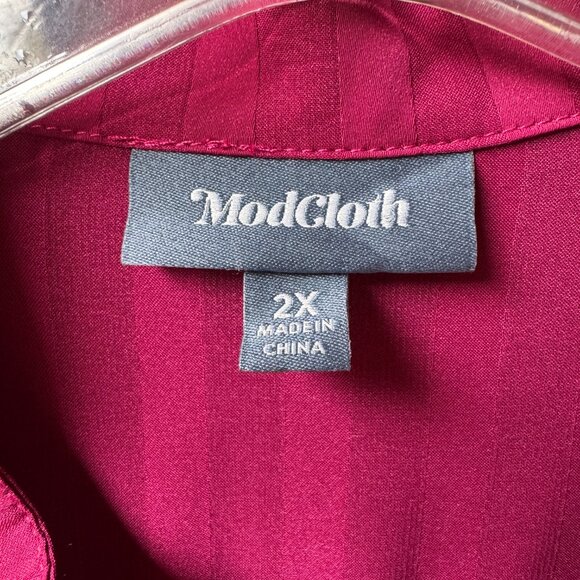 NWOT ModCloth Magenta Long Sleeve Button Down Blouse in Women's 2X - Picture 3 of 10